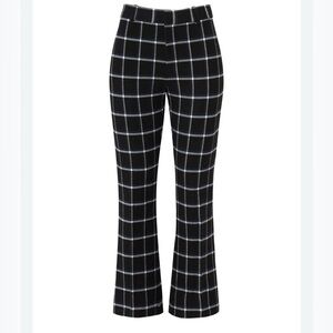 DEREK LAM 10 Crosby Black Plaid Trouser Cropped kick hem Career preppy sz 6